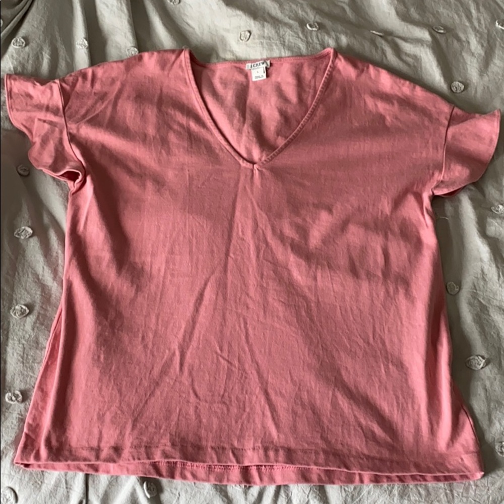 J. Crew Pink V-Neck Short Sleeve Tee